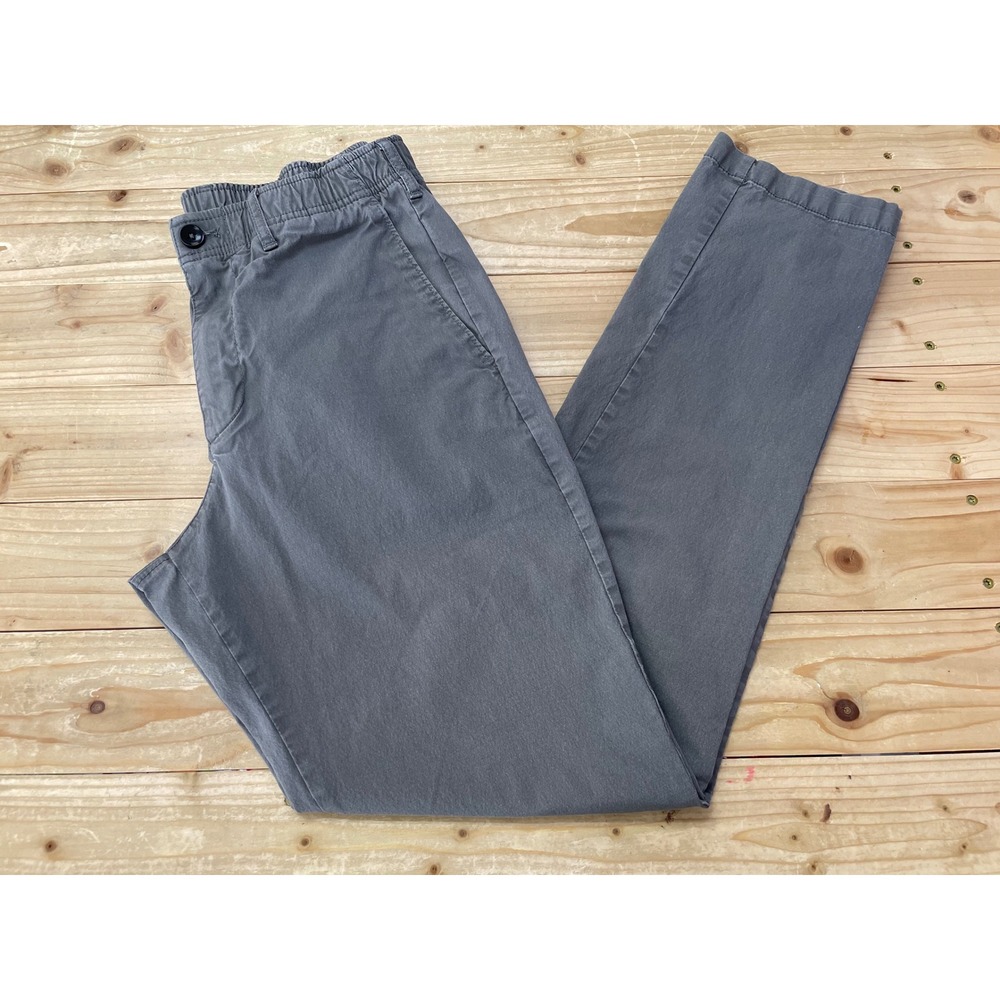 Gap Mens Pull‎ On Elastic Waist Chino Pants Gray XS Slim Straight Stretch Cotton